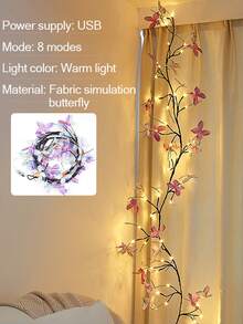 LED Vine Lamp Can Be Bent Simulation Flowers Butterflies For Atmosphere Wall Decoration - Butterfly LED Light - View 2
