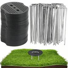30-50pcs U-Shaped Ground Stakes With 3-Holes Round Washer Lawn Turf Nails Garden Fabric Stakes For Fix Fabrics Control Sheets Patio Tents - Multicolor - View 1