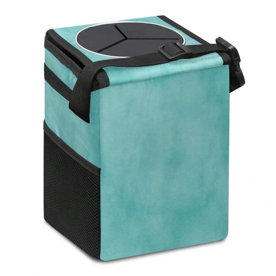 Mczan Car Trash Can Vintage Mint Green Small Car Trash Can Bag With Lid Hanging - Retro Mint Green - 查看 1