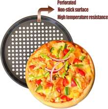 2 Pack Pizza Pan With Holes, Pizza Tray For Oven, Carbon Steel Perforated Pizza Pans, Nonstick Round Pizza Baking Pan For Frozen & Homemade Pizza Home Kitchen Restaurant - 11 Inch, Black