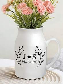 个性化新订婚花瓶，订婚花瓶，定制婚礼日期和首字母花瓶，情侣订婚礼物，新娘礼物，毕业季圣诞节亲朋好友礼物 - 白色 - 查看 2