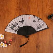 3pcs/Set Folding Fan For Dancing Performance Photography Handwork Japanese Cheongsam Portable Folding Mini Fan, Random Fan Hole Design - Butterfly Folding Fan - View 19