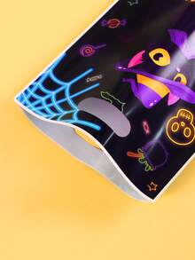 10/20/50pcs Fluorescent Halloween Gift Bags With Handle - Glow-In-The-Dark Cat & Pumpkin Pattern Party Favors For Happy Halloween Decorations 2025, Edgy Gothic Decor & Bulk Trick Or Treat Packaging