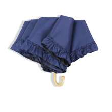 Wisteria-Woven Lace Tri-Fold Umbrella, Black Rubber Sun And Rain Protection Umbrella