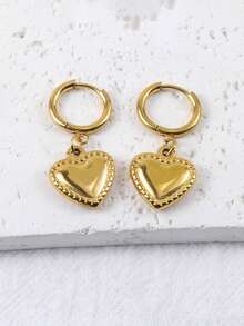 2 件装不锈钢简约心形耳环，适合女士日常佩戴、派对佩戴、朋友礼物佩戴 - 耳環 - 查看 6