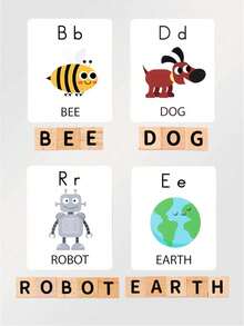 Children's Wooden Letter Spelling Game, English Word Matching For Early Childhood Education, Cognitive Learning, Puzzle, Science And Education Toys - Apricot - View 5