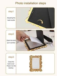 1个复古金色棕榈叶树脂相框，优雅复古设计，适合墙面或桌面装饰，可用于家居、卧室、办公室、学生空间、收纳、婚礼、派对装饰，是馈赠佳品。 - 金色 - 查看 8