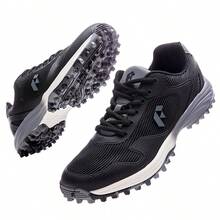 Men's Golf Shoes Spike Wide Waterproof Lightweight Anti Slip Golf Sneakers Walking Footwears - Black - View 6