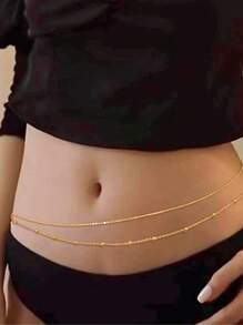 Gold Waist Chain For Women, Sexy Layered Belly Waist Chain Waterproof Beads Chain Summer Non Tarnish Body Chain Jewelry Gifts For Women
