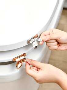 2pcs Rose Gold Toilet Seat Lifters, Flower Pattern, Durable Acrylic, Easy To Clean - Preglued Design, Non-Dirty Handling Bathroom Accessories Bathroom Organizer Back To School