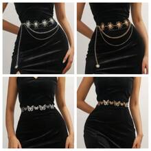 Lanț de talie cu pandantiv cu fluture, față zâmbitoare, model creativ, la modă, stil european și american, accesoriu unic personalizat pentru bikini
