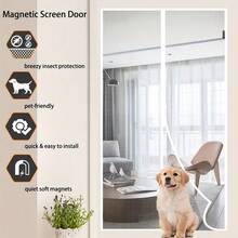 AIYYIPA 1 Stück magnetische Fliegengitter, keine Bohrungen für die Installation, waschbarer Vorhang aus hochdichtem Polyethylen, geeignet für Outdoor- und Terrassentüren - moderner Stil, Heim-Magnetgitter-Bildschirm
