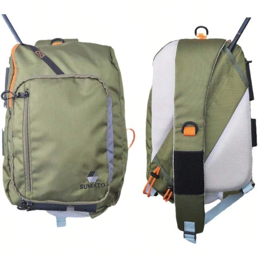 DualRod Quiver Tenkara Sling Pack Lightweight And Comfortable Rod Quiver With 5Pocket Storage Unisex Adjustable MultiUse Outdoor Gear - asPic - View 1