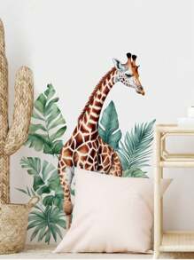 mama look 1/2 Pcs Removable PVC Wall Sticker With Turtle Leaf, Giraffe, Birds On Flower Branches, Bird Nest, Cartoon Wall Art Decoration For Bedroom, Living Room, Office, Bathroom