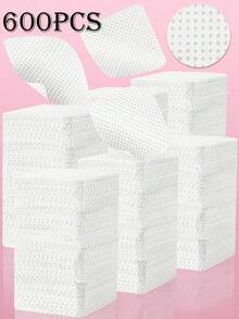 1000/600/300/100片装无绒指甲湿巾，卸甲片，睫毛延长湿巾，柔软无纺布丙酮卸甲片，用于指甲准备和凝胶指甲油去除的指甲湿巾 - 白色 - 查看 10