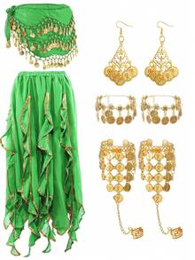 Bộ 5 phụ kiện múa bụng, gồm dây đeo eo múa bụng, dây đeo eo gợi cảm cho múa jazz, và vòng chân (nhiều màu sắc để lựa chọn). - Nhiều màu - Xem 9