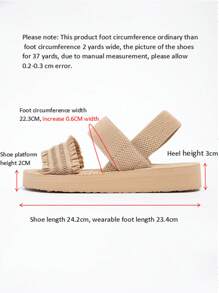 Lente- en zomermodellen Khaki houten oorrandversiering brede leest sandalen (omtrek verbreding, 2 meter breder dan de normale omtrek), geschikt voor Europa en de Verenigde Staten en het Midden-Oosten Eenvoudige en modieuze platte sandalen, dikmakende en verbredende vakantieschoenen Zomerschoenen Strandschoenen, lichtgewicht en comfortabel zacht Schokabsorberend en ademend Brede damespantoffels