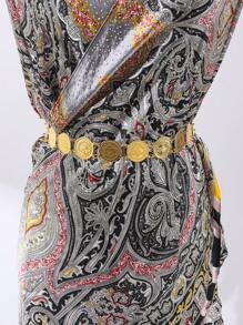 1 pieza Cadena para la cintura con forma de moneda chapada en oro, estilo bohemio, cadena para la cintura de caftan marroquí, joyería para fiesta de boda y novia, regalo de mujer para vacaciones