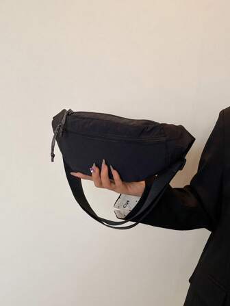 Sac ceinture style simple et décontracté pour femme, sac banane couleur unie léger et polyvalent pour la randonnée