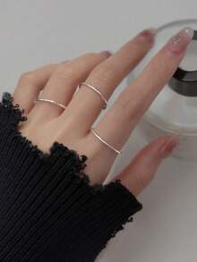 Milacolato 1-3PCS 1mm Thin Ring Stainless Steel Rings 18K Wihte Gold Filled Stacking Stackable Knuckle Pinky Thumb Ring Polished Plain Minimalistic Point Finger Band Ring For Women Comfort Fit Size 4-13 - 銀色 - 查看 1