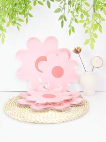 10 Stücke/20 Stücke/50 Stücke hellrosa Gänseblümchen Pappteller, Blumenpappteller, blumige Pariser Teller, Frühlings-Gänseblümchen Party Pappteller, blumenförmige Pappteller, Gänseblümchen Party Zubehör für Geburtstag, Hochzeit, Babyparty
