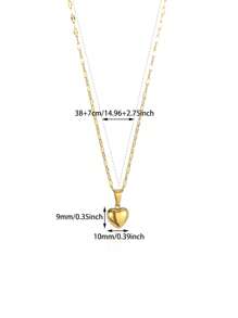 1 pièce Collier pendentif cœur de couleur or punk pour femmes. Chaîne de cou en acier inoxydable en forme de cœur, accessoire de bijoux Y2K
