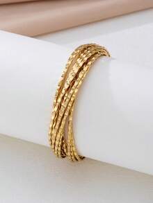 1 件多层线圈波浪图案手链，一体式女士珠宝，夏季海滩礼物