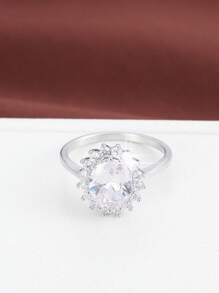 1 pieza Anillo con incrustaciones de zirconia de estilo de lujo