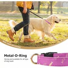Collar de perro hecho a mano de algodón con patrones lindos y distintivos, rosa con colgante para perros niña y niño, talla - Pez morado - Ver 6