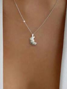 1pc S925 Sterling Silver Moon Pendant Necklace, Birthday, Anniversary Gift For Girl, Mom, Wife, Lady, Daughter, Suitable For Daily Wear, Party, Date - Croissant - View 4