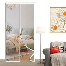 AIYYIPA 1 Stück magnetische Fliegengitter, keine Bohrungen für die Installation, waschbarer Vorhang aus hochdichtem Polyethylen, geeignet für Outdoor- und Terrassentüren - moderner Stil, Heim-Magnetgitter-Bildschirm