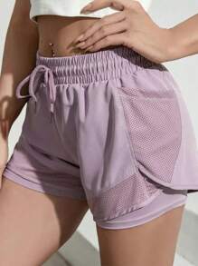 Shorts de yoga de 2 en 1 para mujeres con tela de secado rápido y bolsillos de malla - para actividades casuales, entrenamiento en el gimnasio - adecuado para el verano - para mujeres - perfecto para un estilo de vida activo