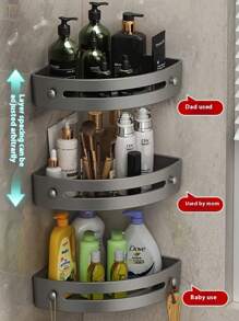 Corner Shower Caddy, Adhesive Shower Shelf Without Drilling, No Drill Bathroom Triangular Storage Rack, Wall-Mounted With 2 Hooks Back To School