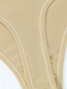 4pcs/Set Women's High Waist Pure Cotton Breathable Tummy Control Thong Panties