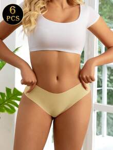 MEIYATING 6条装女士低腰V型无缝蕾丝边透气内裤，轻薄舒适，适合夏季穿着 - 彩色 - 查看 5