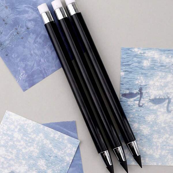 5 Stücke schwarze Unendlichkeits-Stifte, zeitloser Stift, der nicht gespitzt werden muss, niedlicher Unendlichkeits-Stift, Kunstzubehör Schulmaterial Kugelschreiber Radiergummi
