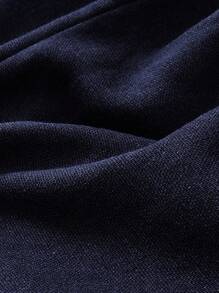 Women's Navy Blue Wide Leg Pants, Elegant Loose Fit Casual Striped Trousers