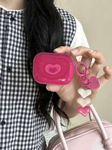 1 pieza Carcasa decorativa con colgante con forma de corazón rosa compatible con AirPods Pro 1/2/3/4