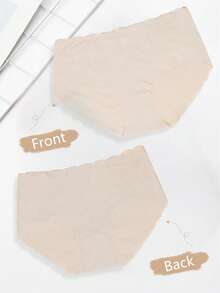 12 Piezas De Ropa Interior Femenina De Triángulo Cómoda Y Transpirable En Unicolor Simple - Beis - Ver 6