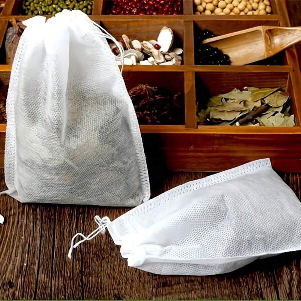 100pcs Disposable Tea Bags With Strings And Seals - Non-Woven Fabric Herb Filter, Suitable For Tea Leaf Filter - Convenient And Clean Brewing
