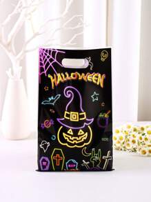10/20/50pcs Fluorescent Halloween Gift Bags With Handle - Glow-In-The-Dark Cat & Pumpkin Pattern Party Favors For Happy Halloween Decorations 2025, Edgy Gothic Decor & Bulk Trick Or Treat Packaging
