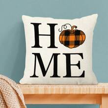 1/2/4pcs Pumpkin Linen Print Pillow Case, Thanksgiving Pillow Cover Suitable For Living Room, Bed, Sofa, Home Decor Cushion Cover, Soft & Minimalist Sofa Pillow Covers, Pillow Insert Not Included