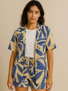 Duna Floral Kimono Set - Lightness, Style And Pockets That We Love! - Blue and White - View 1