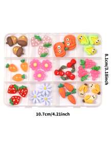 36 Pieces Of Resin Fruit Mixed-Style Nail Art Accessories, Multi-Color Mixed-Style Versatile And Simple DIY Artistic Decorative Nail Hangers, DIY Wearables Nail Material Package