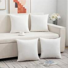 4件套柔软舒适白色毛绒枕套，18x18英寸，多种尺寸可选，拉链封口，农舍风格方形柔软枕套，适用于户外露台椅垫、酒店床装饰抱枕、家居装饰、客厅沙发、卧室、汽车等，不含枕芯 - 彩色 - 查看 12