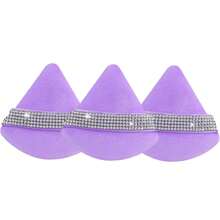 12/6/3 Pcs Luxurious Diamond Powder Puffs - Soft, Dual-Sided Velvet & Suede Texture,Triangle Makeup Puffs, Soft Air Cushion Sponge With Rhinestone Accents, Wet Dry Cosmetic Foundation Blender Makeup Sponge For Under Eye,Foundation Application, Gentle On All Skin Types, Shiny Rhinestone Gift