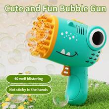 Máquina de Bolhas de Dinossauro Manual com 40 Orifícios, Brinquedo Automático de Pistola de Bolhas, Decoração para Eventos de Casamento ao Ar Livre, Lembrancinhas para Festa de Aniversário, Brincadeira de Água ao Ar Livre, Brinquedos de Natal, Sem Líquido de Bolhas, Sem Pilha