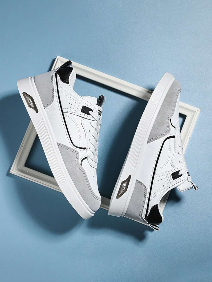 Tenis planos de slip-on casuales para hombres, sencillos y cómodos - Blanco - Ver 1