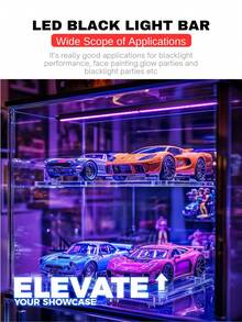 ONELEDWANGRX 2 件 LED 黑光条紫外线灯 1 英尺/30 厘米 Luz 紫外线灯适用于紫外线派对，磁性安装 10W USB 供电紫外线反应壁灯黑灯适用于荧光派对挂毯海报人体彩绘发光派对黑灯派对紫外线灯带适用于橱柜