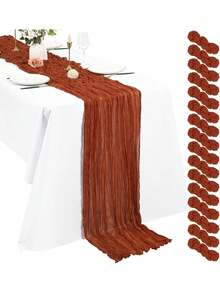 1pc Terracotta Cheesecloth Table Runner 10ft Boho Fall Burnt Orange Cheese Cloth Table Runners 120 Inches Rust Thanksgiving Table Decorations For Bridal Shower Decorations, Fall Decorations, Fall Summer Party Supplies,Wedding Decor, Birthday Party, Table Setting,Bridal Shower,Graduation Season Party Supplies,BabyShower,Thanksgiving Day,Christmas Decorations, Christmas, Gifts - Multicolor - View 9
